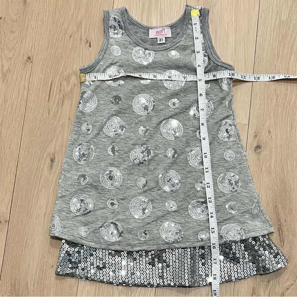 Sofi Clothing Toddler Girl's Sequins Sleeveless Jersey Dress Gray Silver 3T - Picture 10 of 11
